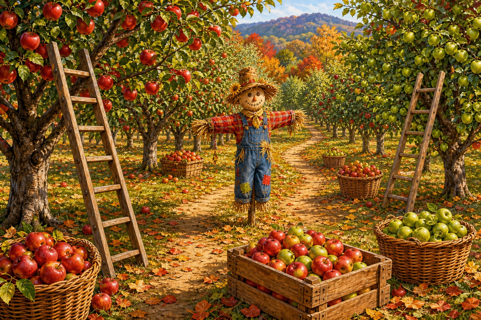 Autumn Orchard Ladder Rows jigsaw puzzle