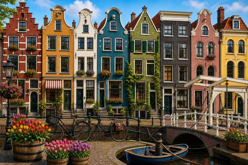 Amsterdam Canal Houses jigsaw puzzle artwork