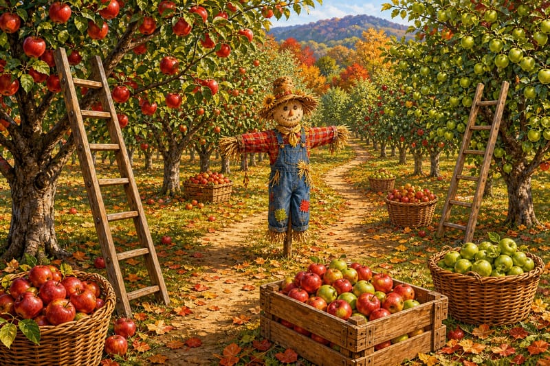 Autumn Orchard Ladder Rows jigsaw puzzle