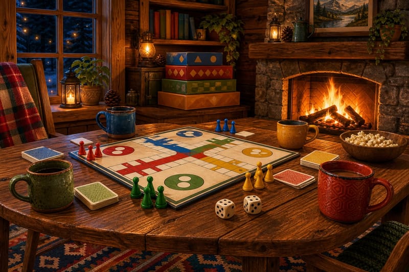 Cabin Board-Game Night jigsaw puzzle artwork