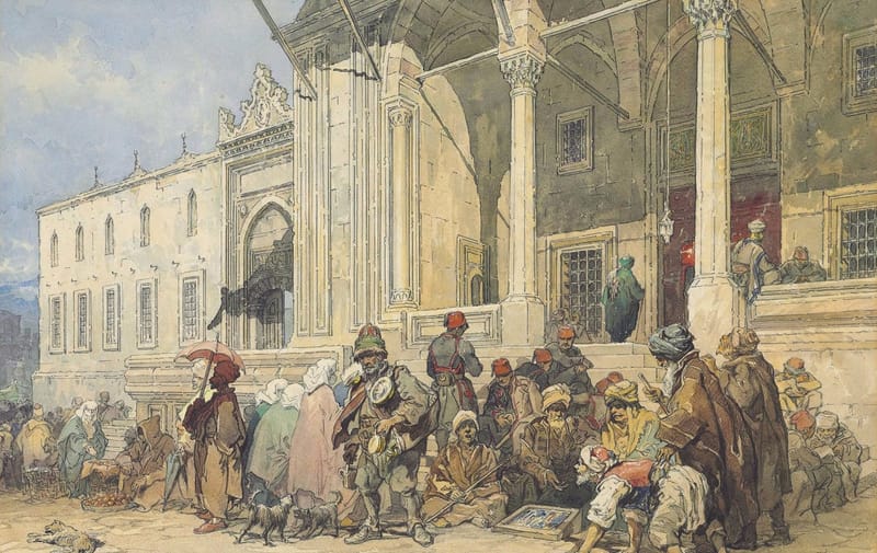 Amadeo Preziosi A market in front of the New Mosque jigsaw puzzle artwork