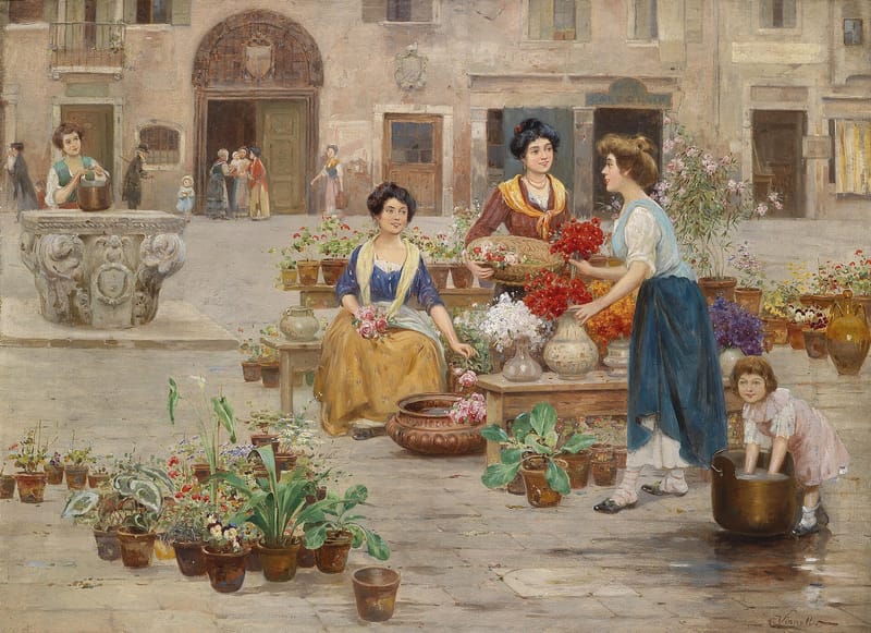 C Vianello Blumenmarkt c1900 jigsaw puzzle artwork