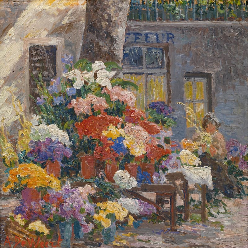 Flower Market at Menton jigsaw puzzle artwork