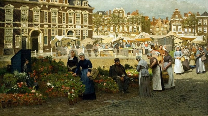 Flower Market in the Hague jigsaw puzzle artwork
