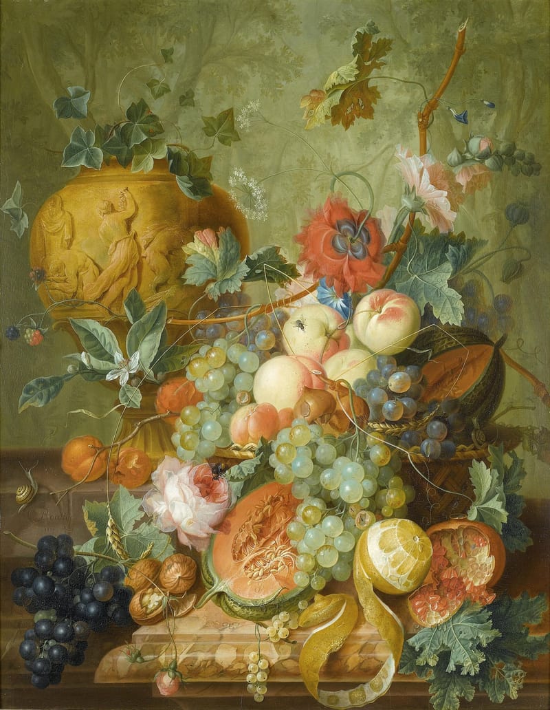 Fruit and flower still life jigsaw puzzle artwork