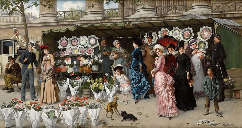 A Flower Market at La Madeleine, Paris jigsaw puzzle artwork
