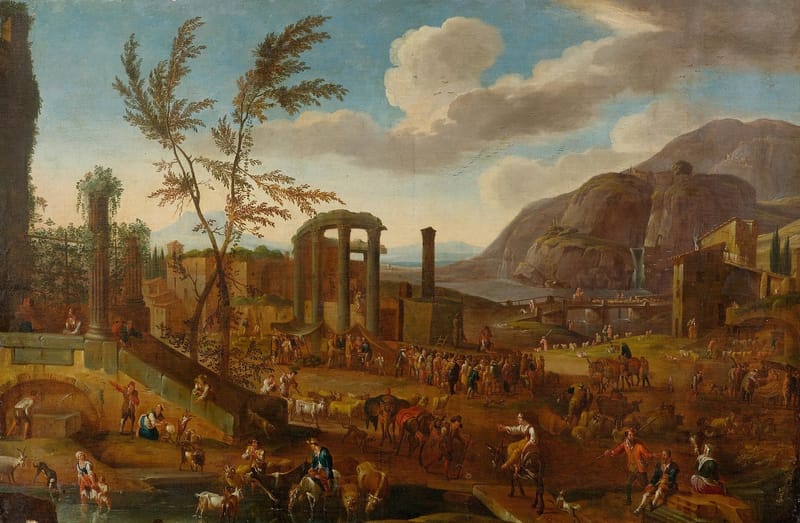 Large market scene jigsaw puzzle artwork