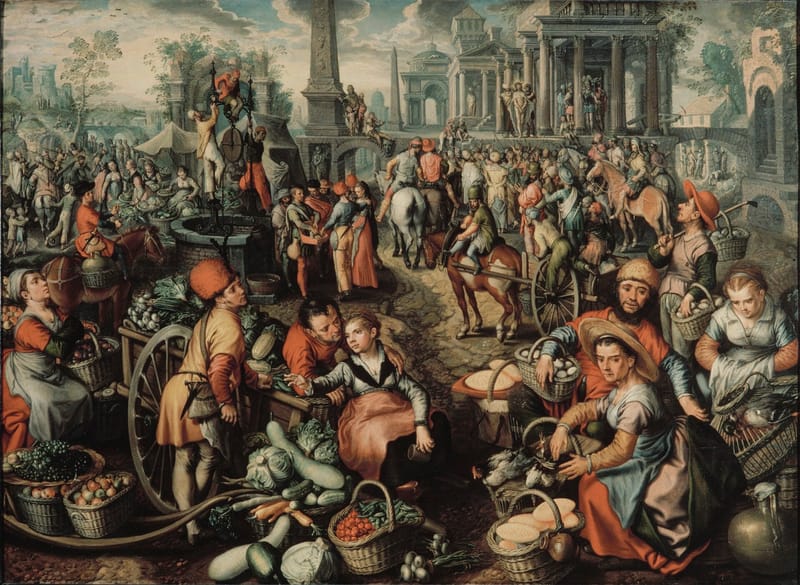 Market Scene, Ecce Homo, the Flagellation and the Carrying of the Cross jigsaw puzzle artwork