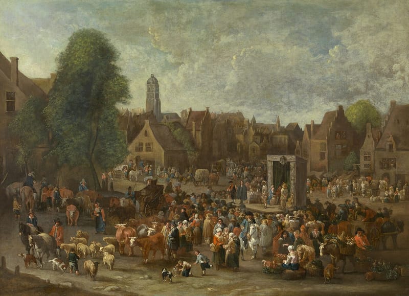 Market scene jigsaw puzzle artwork