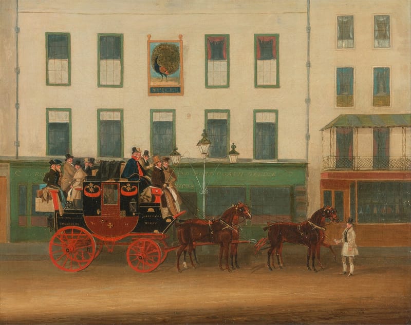 The London-Manchester Stage Coach outside the Peacock Inn, Islington jigsaw puzzle artwork