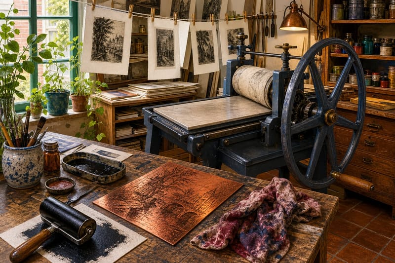 Etching Press Corner jigsaw puzzle artwork