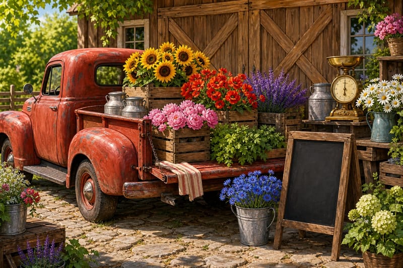 Flower Truck Farm Stop jigsaw puzzle artwork