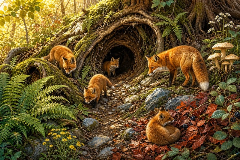 Fox Den Doorstep jigsaw puzzle artwork