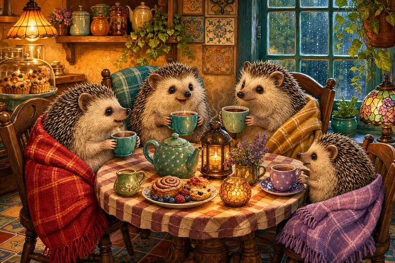 Hedgehog Café Table jigsaw puzzle artwork