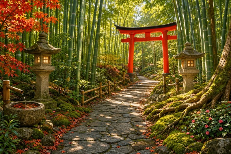 Kyoto Bamboo Gate Path jigsaw puzzle artwork