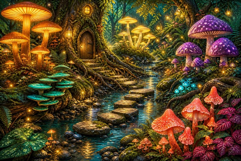 Lantern Mushroom Hollow jigsaw puzzle artwork