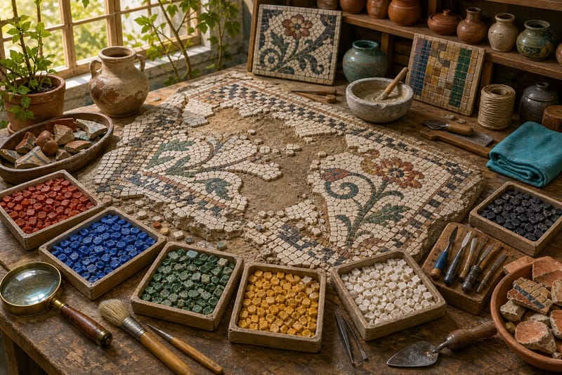 Mosaic Restoration Bench jigsaw puzzle artwork