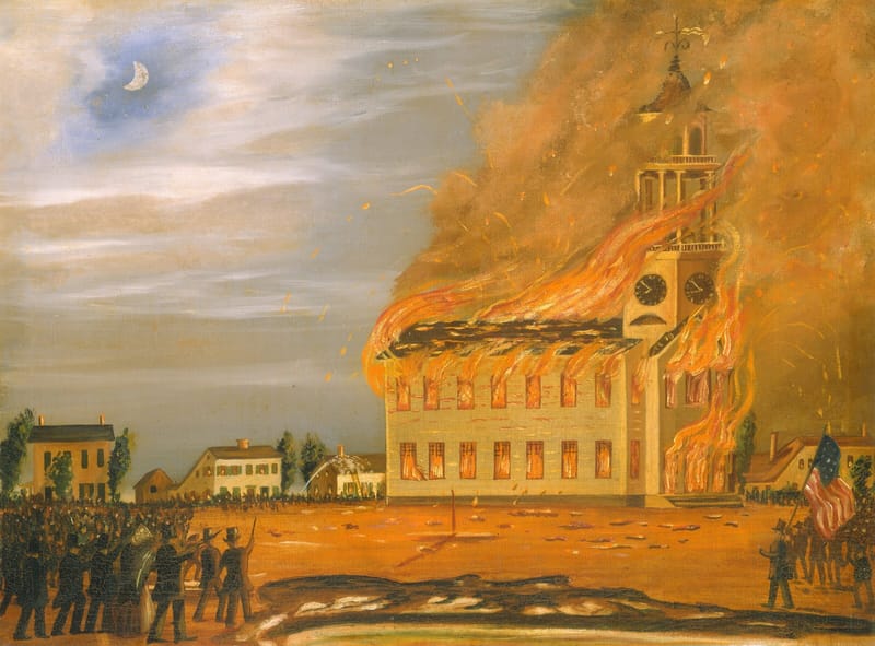 Burning of Old South Church, Bath, Maine jigsaw puzzle artwork