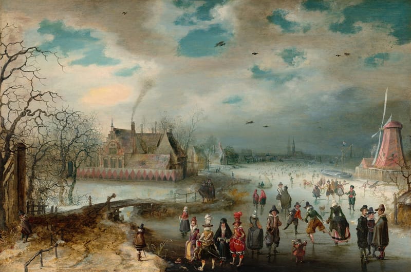 Skating on the Frozen Amstel River jigsaw puzzle artwork