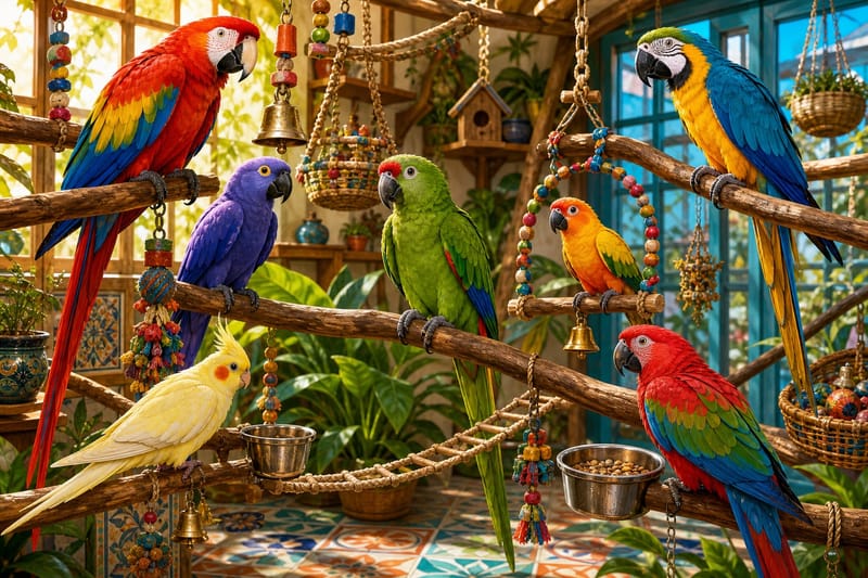 Parrot Aviary Perches jigsaw puzzle artwork