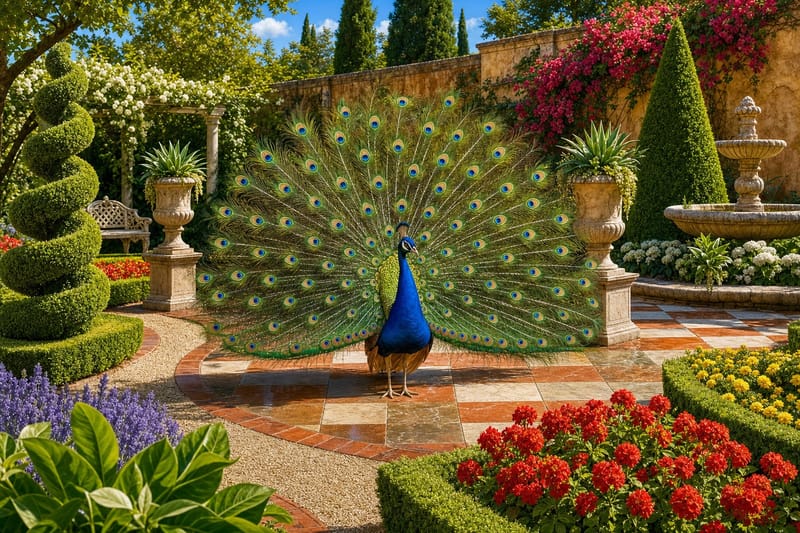 Peacock Garden Strut jigsaw puzzle artwork