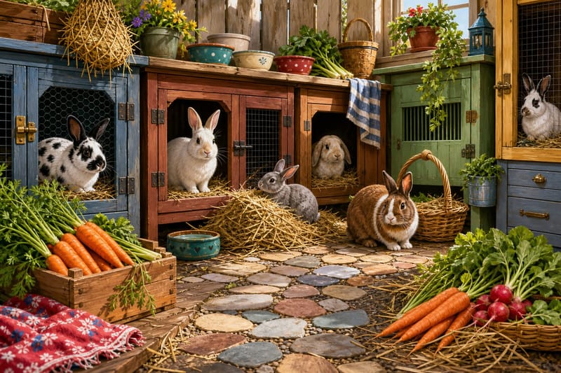 Rabbit Hutch Row jigsaw puzzle artwork