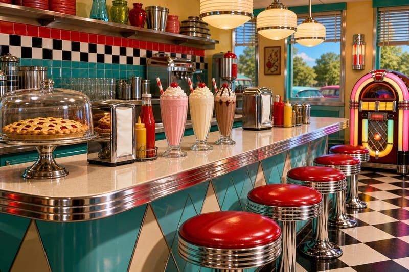Retro Diner Counter jigsaw puzzle artwork