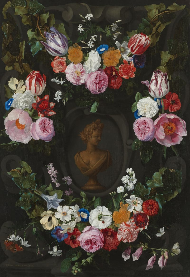 Cartouche Decorated with Swags and Sprays of Flowers jigsaw puzzle artwork