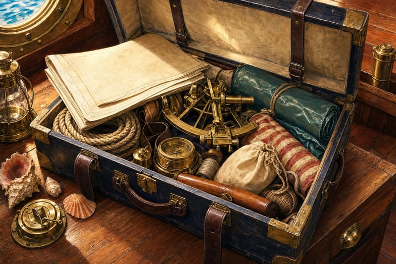 Sailor's Trunk Contents jigsaw puzzle artwork