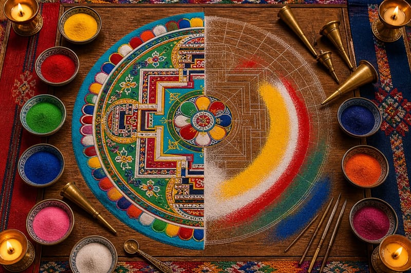 Sand Mandala Worktable jigsaw puzzle artwork