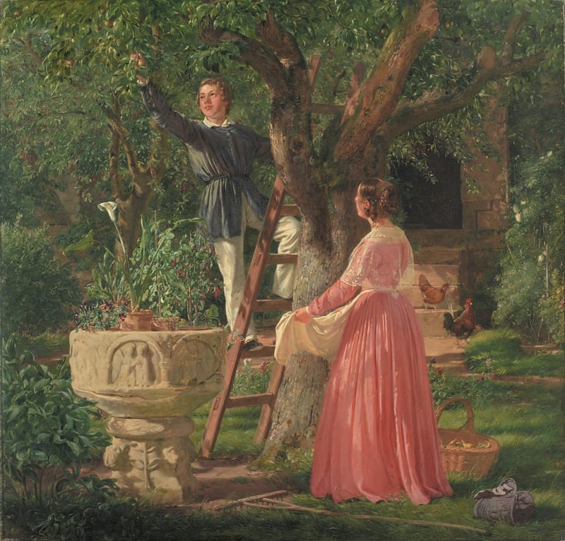 The Garden with the Old Baptismal Font jigsaw puzzle artwork