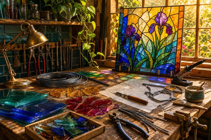 Stained-Glass Workshop jigsaw puzzle artwork