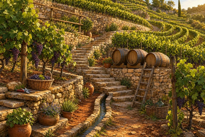 Terraced Vineyard Steps jigsaw puzzle artwork