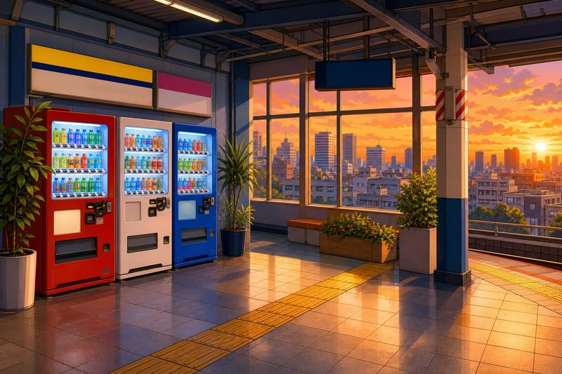 Tokyo Train Platform Corner jigsaw puzzle artwork