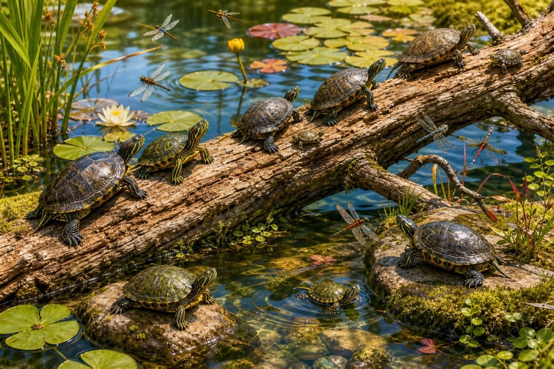 Turtle Pond Log jigsaw puzzle artwork