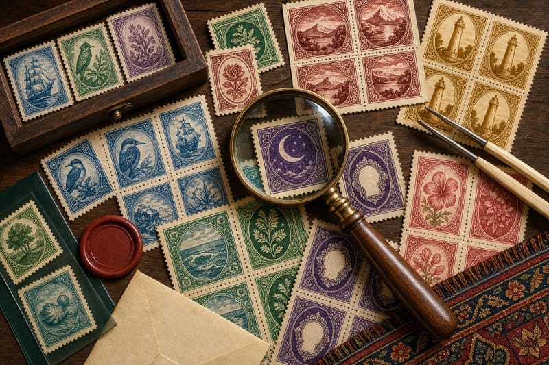 Vintage Postage Collection jigsaw puzzle artwork