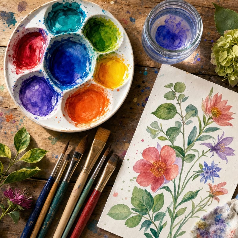 Watercolor Palette Flatlay jigsaw puzzle