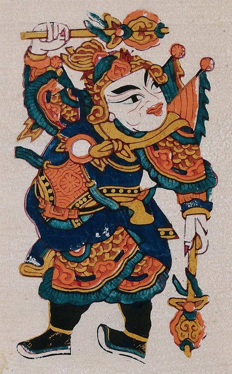 Chinese Talisman: Warrior with Two Maces jigsaw puzzle artwork