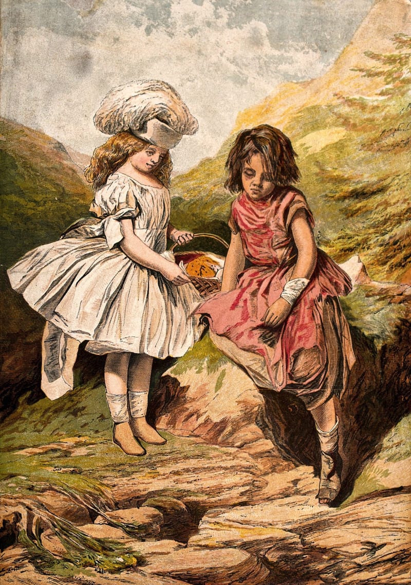 A Girl Offering Buns to a Poor Girl jigsaw puzzle artwork