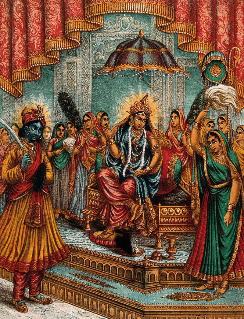Krishna before the Enthroned Radha jigsaw puzzle artwork