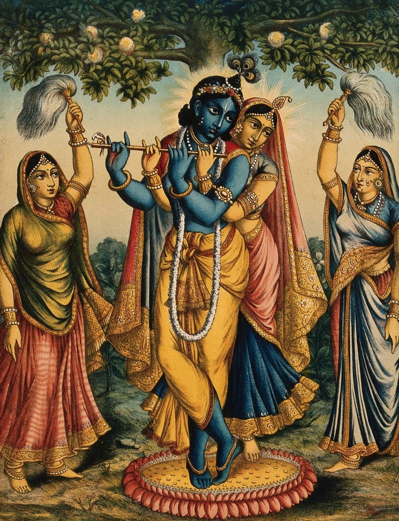 Radha and Krishna Flanked by Two Devotees jigsaw puzzle artwork
