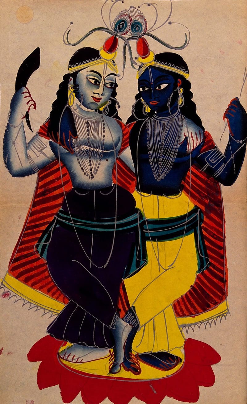 Radha and Krishna on a Lotus Flower jigsaw puzzle artwork