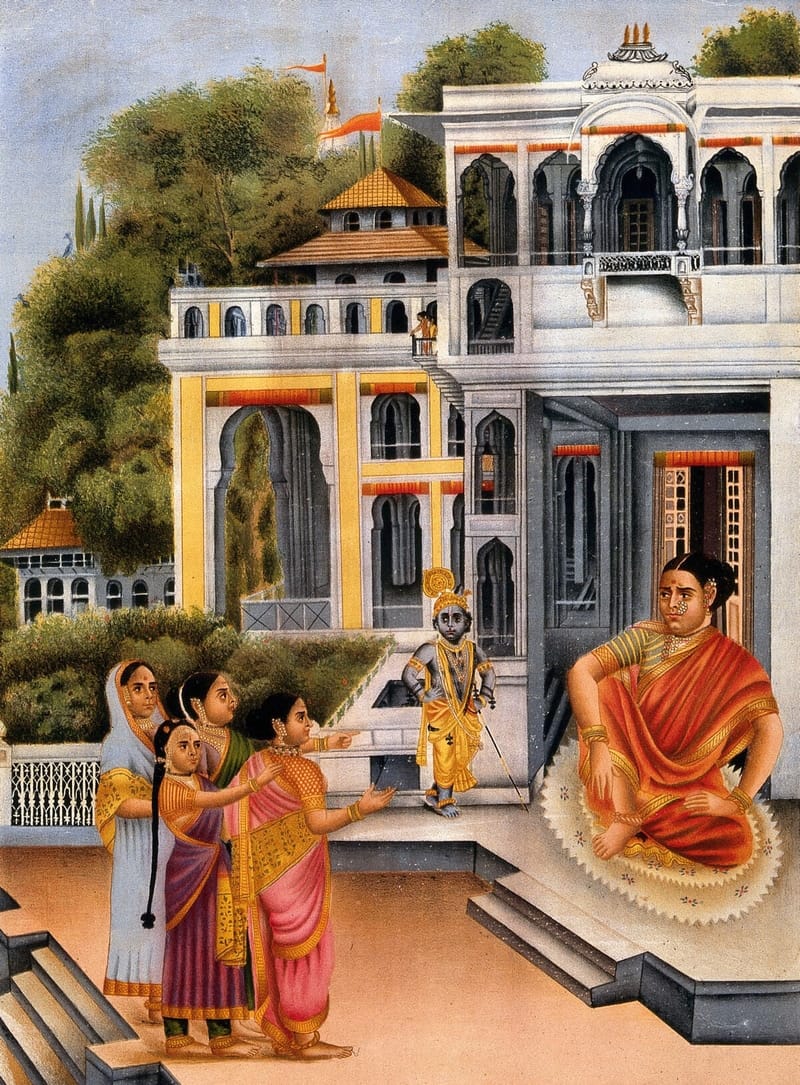 The Gopis Complain to Yasoda of Krishna's Pranks jigsaw puzzle artwork