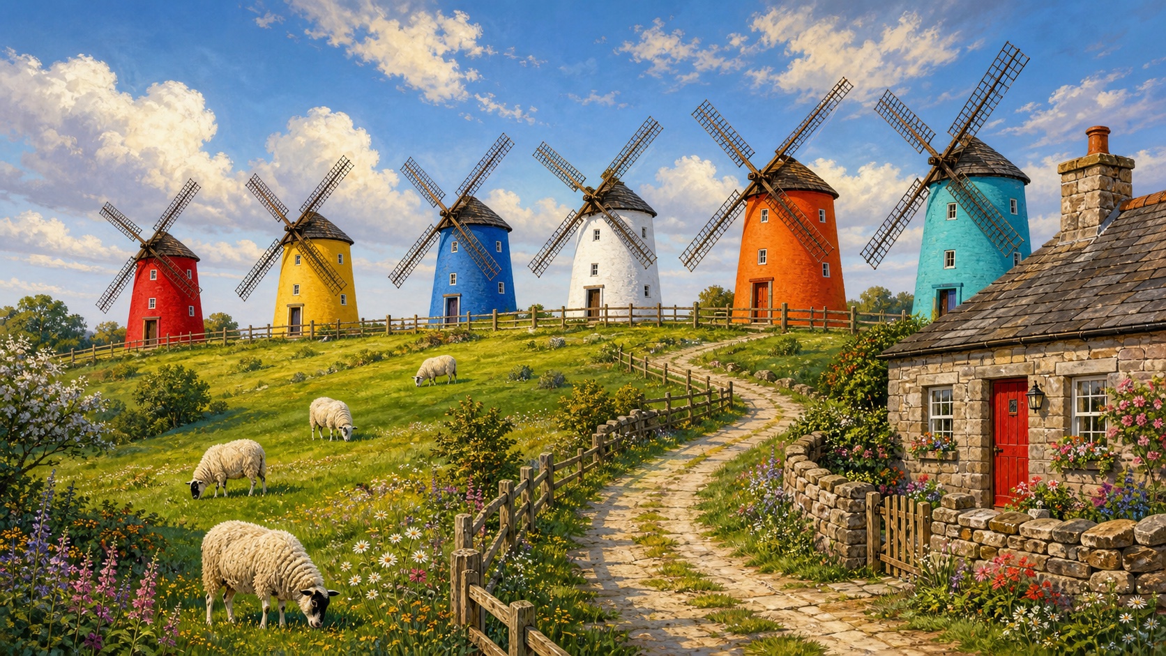 Windmill Row jigsaw puzzle artwork